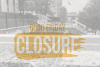 A picture of Austin's Capitol Mall in black and white with gold text overlayed that says "Good Friday Closure"